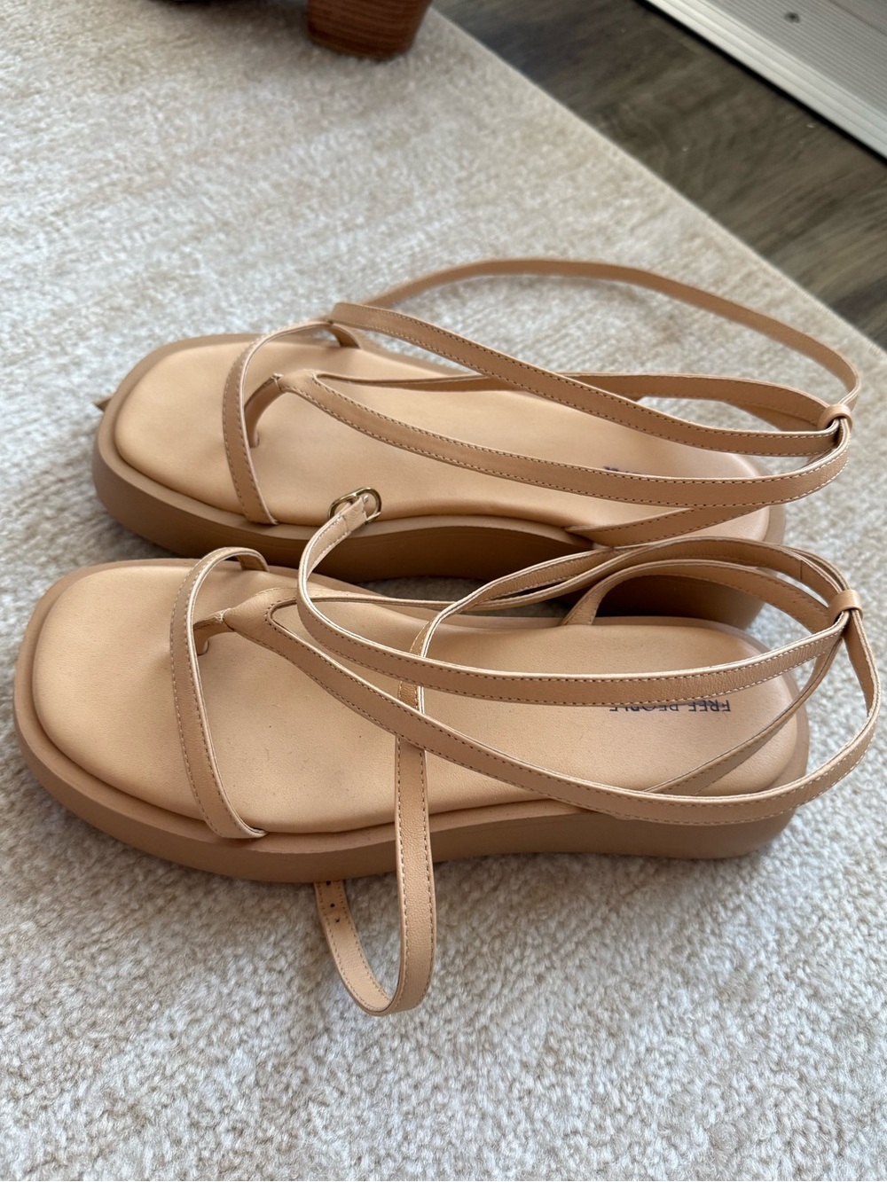 Free People Beige Strappy Platform Sandals